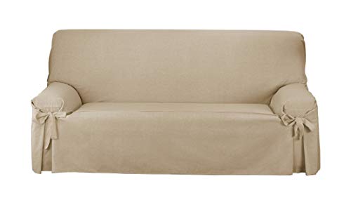 Martina Home Turia Sofabezug mit Schleifen, Baumwolle, Camel, 3 Sitzer von Martina Home