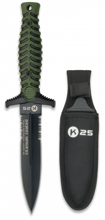 RUI BOTERO Dolch grün Titan gezahnte Klinge beschichtet mit Nylon-Scheide RUI BOTERO Dolch grün Titan gezahnte Klinge beschichtet mit Nylon-Scheide von Martinez Albainox
