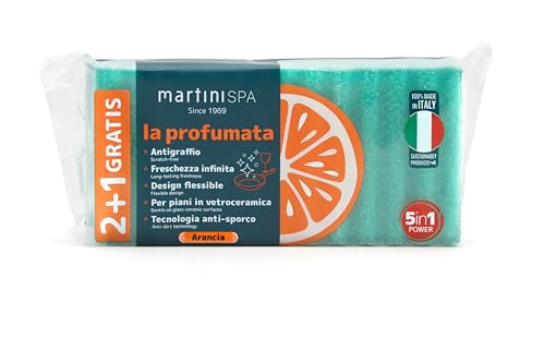 MartiniSPA Küchenschwämme gewellt mit Orangenduft, 7 x 9,5 x 3 cm, 3 Stück von Martini Spa