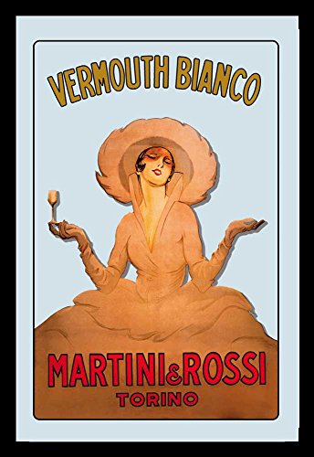 Martini - Vermouth Bianco - Bedruckter Spiegel mit Kunststoff Rahmen in Holzoptik, Kult-Spiegel - 20x30 cm von empireposter