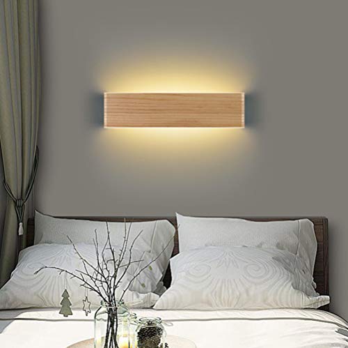 Martll Wandleuchte LED Holz Wandlampe Innen Wandbeleuchtung für Schlafzimmer Flur Korridor Treppe Wohnzimmer Innenbeleuchtung Warmweiß Nachtlicht (32cm) von Martll