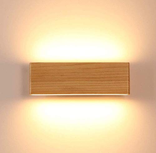 Martll Wandleuchte LED Holz Wandlampe Innen Wandbeleuchtung für Schlafzimmer Flur Korridor Treppe Wohnzimmer Innenbeleuchtung Warmweiß Nachtlicht (22cm) von Martll