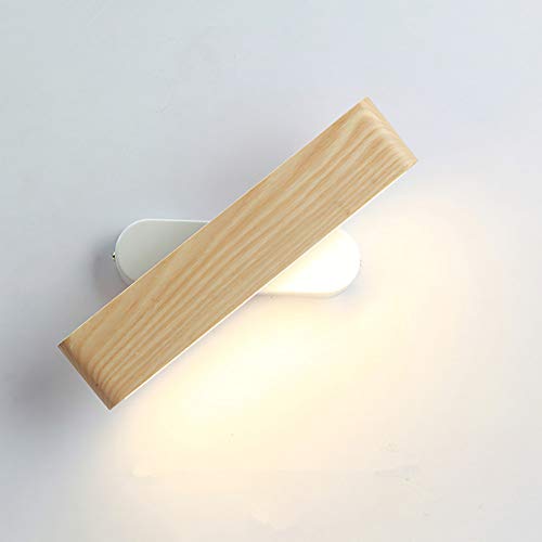 Martll Wandleuchte LED Wandlampe Innen Holz Wandbeleuchtung 360° Drehbare Wandlicht für Wohnzimmer Schlafzimmer Treppenhaus Flur Warmweiß Nachttischlampe (28cm) von Martll