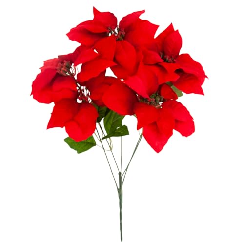 Stern VON BETHLEME WEIHNACHTSBLUMENSTRAUSS Grosse Blumen POINSECTION 5 STK künstliche Blume Kunstpflanze Kunstblumen Poinsettie Seidenblumen Roß Weihnachtsstern rot von Martom
