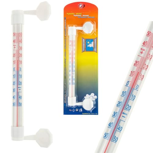 THERMOMETER ZUM AUFKLEBEN FÜR DEN AUSSENBEREICH WEISS, Wetterfest Außenthermometer Innenthermometer Analog Thermometer in Weiß auch für Innen Zimmer und Außen Garten von Martom
