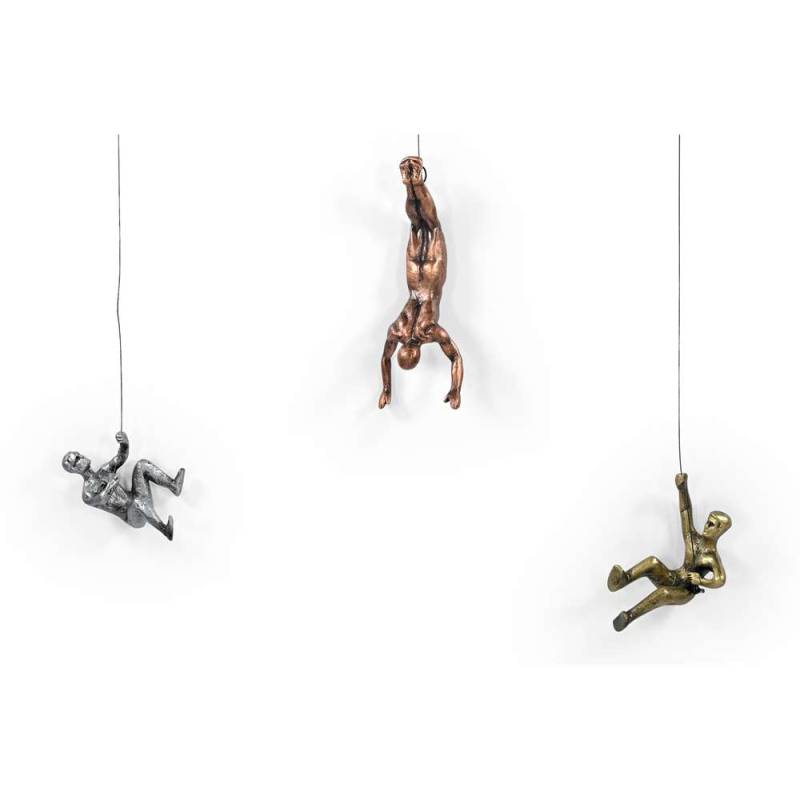 Men Climbing Wall Sculpture (Set of 3), Made of Iron - Perfect Home Decor, Gift, Handmade and Finished in Copper, Bronze, and Silver Colour. von Marudhara