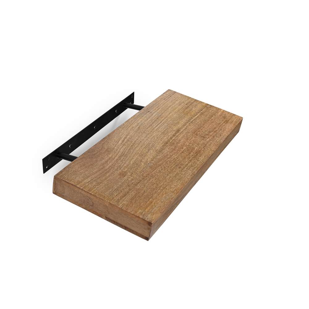 Rustic Wooden Wall Shelf with Sturdy Metal Brackets – Industrial Floating Shelf von Marudhara