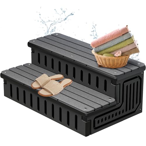 Marudina Whirlpool-Stufen mit abnehmbarem Stoffbezug, robuste HDPE-Spa-Treppe mit Stauraum, rutschfest, wasserdicht und leicht zu reinigen, Allwetterstufen für SPA, Wohnmobil, Pool oder Veranda Marudina Whirlpool-Stufen mit abnehmbarem Stoffbezug, robuste HDPE-Spa-Treppe mit Stauraum, rutschfest, wasserdicht und leicht zu reinigen, Allwetterstufen für SPA, Wohnmobil, Pool oder Veranda von Marudina