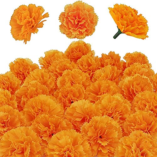 30 Stück künstliche Ringelblumen-Blumen für Dekoration, Seidenstoff, orange, Nelke, Blumengirlande, Dekorationen für Ernteparty, Erntedankfest, Halloween, Weihnachtsdekoration von Marukio