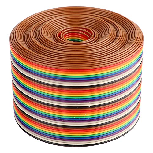 Buntes Flachbandkabel – 1,27 mm Abstand Pitch Kabel 40P flaches Regenbogen-Flachbandkabel Drahtbreite 5,08 cm (3 Meter lang) von Marukio