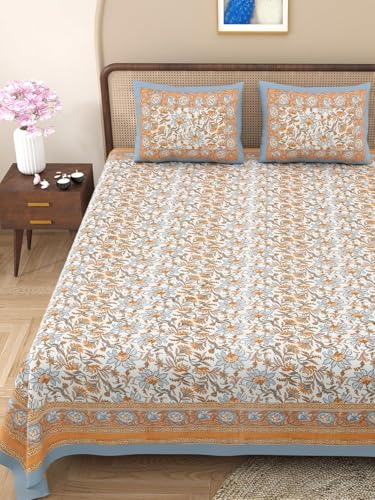 Marusthali Bettlaken im indischen Stil, handgeblockter Druck, Baumwolle, handgefertigt, Jaipuri-Bettlaken, Fadenzahl 180, Rajasthani-Tagesdecke, 228,6 x 274,3 cm, Grau, Braun Marusthali Bettlaken im indischen Stil, handgeblockter Druck, Baumwolle, handgefertigt, Jaipuri-Bettlaken, Fadenzahl 180, Rajasthani-Tagesdecke, 228,6 x 274,3 cm, Grau, Braun von Marusthali