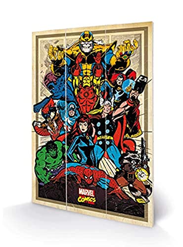 Marvel Comics MW12494P Kunstdruck auf Holz, 29,5 x 20 cm, Marvel Retro (Avengers), MDF, mehrfarbig, 5 x 20 x 1,2 cm von Marvel Comics
