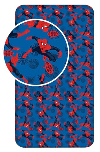 Marvel comic gifts Spiderman Spannbettlaken für Einzelbett, Blau/Rot von AC-Déco