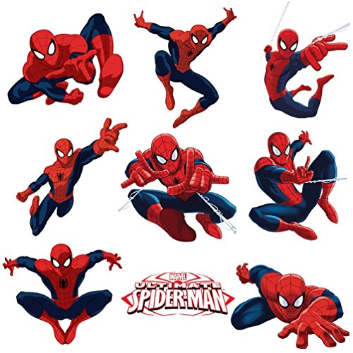Decosh Spiderman-Aufkleber-Set für Kinderzimmer, Wanddekoration zum Abziehen und Aufkleben, für ultimative Spider-Mann-Party-Dekoration von Marvel