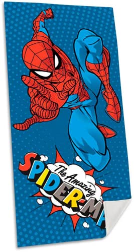 Kids Euroswan - Handtuch aus Baumwolle, 70 x 140 cm, Spiderman, Mehrfarbig (SPM-D37A) von Marvel