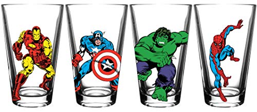 Marvel Avengers Collectible Pint Glass Set - Iron Man, Captain America, Hulk, Spider-Man - 16 oz. Glass Capacity von Marvel