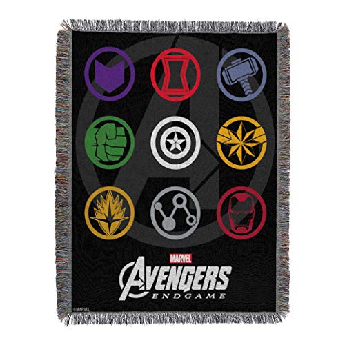 Marvel Northwest Avengers Endgame 'Symbols', gewebter Wandteppich, Überwurf, 122 x 152 cm, Mehrfarbig von Northwest