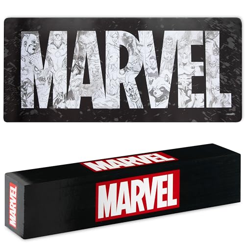 Marvel Avengers Schreibtischunterlage XXL - Gaming Schreibtisch Zubehör 800x360mm als Handgelenkauflage - Anti-Rutsch, Bürobedarf Unterlage Desk Matte (Schwarz Marvel) von Marvel