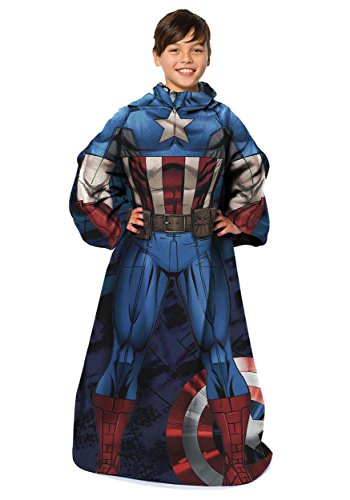 Marvel Bequemer Überwurf Decke mit Ärmeln, Aus 80% Polyester und 20% Baumwolle, Captain America, Youth-48 x 48 Inches von Marvel