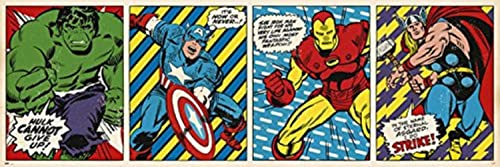 Marvel Comics Langbahnposter Retro Hulk, Captain America, Iron Man und Thor von Marvel