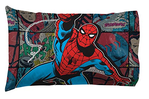 Marvel Jay Franco Wendbarer Kissenbezug für Einzelbett, Polyester-Mikrofaser, Multi-Spiderman, Standard von Jay Franco