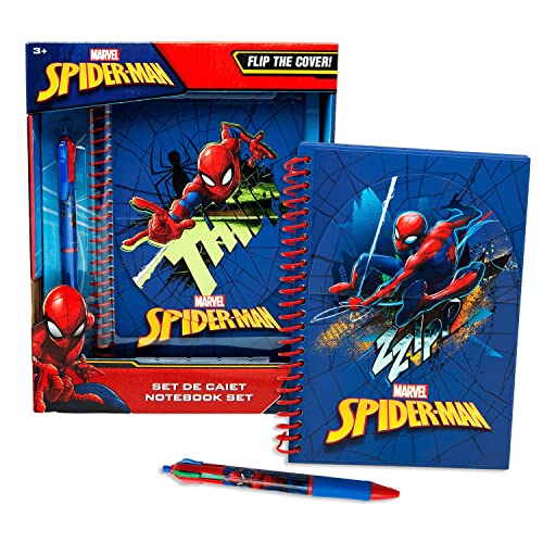 Marvel Spiderman Geheimes Tagebuch, Inkl. Mehrfarbigem Stift und Notizbuch, Design 2 Spiderman-Notizbuchhüllen, Schulset für Jungen von Marvel