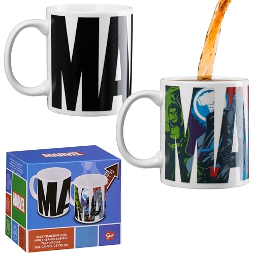 Marvel Tasse Farbwechsel, Kaffee- und Tee Tasse mit Thermoeffekt Farbwechsel, Magic Tasse 30 cl - Offiziell Lizenzierter Fanartikel von Marvel