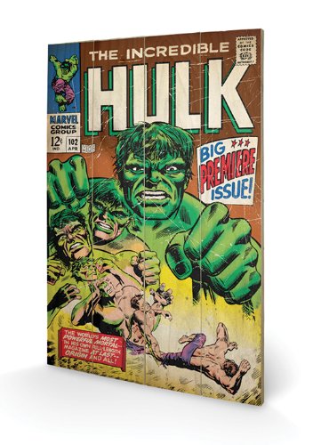 Pyramid International Hulk Big Issue Holzdruck, 40 x 59 cm, Holz, Mehrfarbig, 40 x 59 x 1.3 cm von Marvel