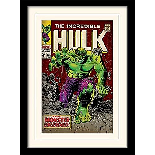 Pyramid International Incredible Hulk (Monster Unleashed) 30x40 cm montiert und gerahmt, Mounted 250GSM PAPERWRAP MDF, Mehrfarbig, 44 x 33 x 4 cm von Marvel