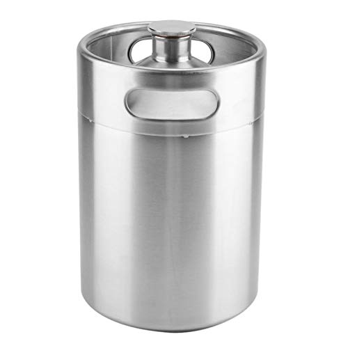 Edelstahl Mini Fass, Kantine Craft Beer Homebrewing Home Brew Tragbares Bierfass Hält Bier Growler Silber Halten Sie Getränke frisch Silber(5L) von Marvellous