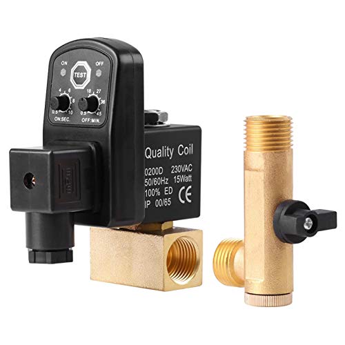 Automatisches Ablassventil,G1/2 DN15 Automatisches Elektronisches Zeitgesteuertes Ablassventil für die Kondensatverwaltung des Luftkompressors,Pneumatische Regelventile Getrennt Ventil(AC230V) von Marvellous