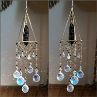 Big Black Hanging Suncatcher Brass Messing Gold Sun Catcher Rainbow Maker Sonnenfänger Aufhänger Obsidian Crystal Point Wand Home Deco von MarvelousMaCreations
