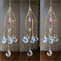 Big Hanging Suncatcher Brass Messing Gold Sun Catcher Rainbow Maker Creator Sonnenfänger Aufhänger Amethyst Crystal Point Home Decoration von MarvelousMaCreations
