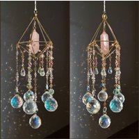 Hanging Suncatcher Brass Messing Gold Sun Catcher Pendant Rainbow Sonnenfänger Aufhänger Rose Quartz Crystal Point Wand Stone Rosenquarz von MarvelousMaCreations