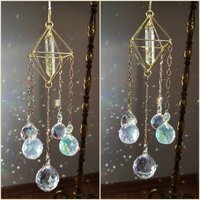 Hanging Suncatcher Brass Messing Gold Sun Catcher Rainbow Creator Sonnenfänger Aufhänger Citrine Crystal Citrin Point Wand Stone Boho Hippie von MarvelousMaCreations