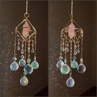 Hanging Suncatcher Brass Messing Gold Sun Catcher Rainbow Maker Sonnenfänger Aufhänger Rose Quartz Rosenquarz Crystal Geometric Himmeli von MarvelousMaCreations