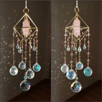 Hanging Suncatcher Brass Messing Gold Sun Catcher Rainbow Maker Sonnenfänger Aufhänger Rose Quartz Rosenquarz Crystal Geometric Himmeli von MarvelousMaCreations