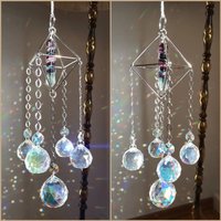Hanging Suncatcher Stainless Steel Silver Sun Catcher Rainbow Creator Sonnenfänger Aufhänger Fluorite Crystal Point Fluorit Stein Hippie von MarvelousMaCreations
