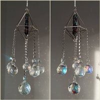 Hanging Suncatcher Stainless Steel Silver Sun Catcher Rainbow Creator Sonnenfänger Aufhänger Fluorite Crystal Point Fluorit Stein Hippie von MarvelousMaCreations