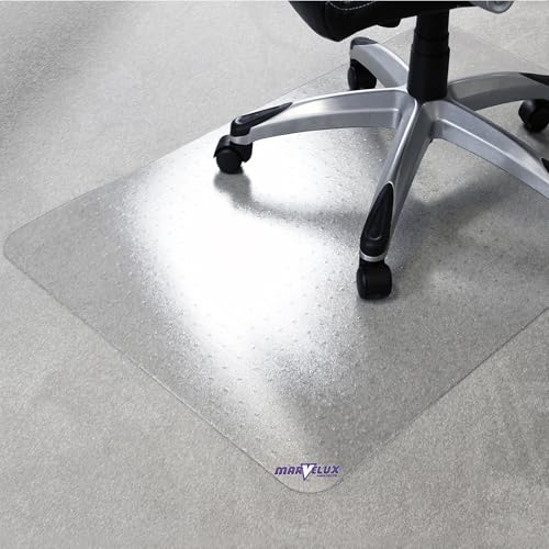 Marvelux große Umweltfreundliche Bürostuhlmatte für Teppichböden 116 x 130 cm - Eco-Friendly Bodenschutzmatte aus veredeltem Polymer - Rechteckige transparente Stuhlunterlage für Bürostühle von Marvelux