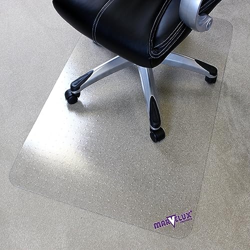 Marvelux Polycarbonat Bürostuhlmatte Bodenschutzmatte für Teppichböden, 116 x 150 cm rechteckig Bürostuhlunterlage, transparenter Teppichschutz für Bürostuhl, in verschiedenen Größen erhältlich von Marvelux
