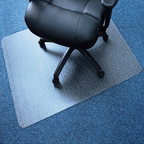 Marvelux Vinyl Bodenschutzmatte für niederflorige Teppichböden und Teppichfliesen schreibtischstuhl Matte, 116x130cm rechteckig Bürostuhlmatte, transparente Teppichschutz für Bürostuhl PVC von Marvelux