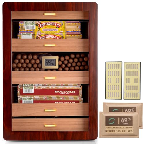 Humidor Zigarren Marvero handgefertigter Zigarrenhumidor,Cigar Humidor, Zedernholz-Humidor für 300 Zigarren mit genauem Hygrometer, humidor befeuchter. Geschenke für Zigarren-Liebhaber. von Marvero