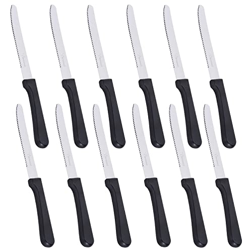 Steakmesser set 12 Stück edelstahl 22 cms runder Zeh steak messer sägemesser steak knives messer mit wellenschliff steak messerset messer steak steakmesser wellenschliff steakmesserset von Marvorem