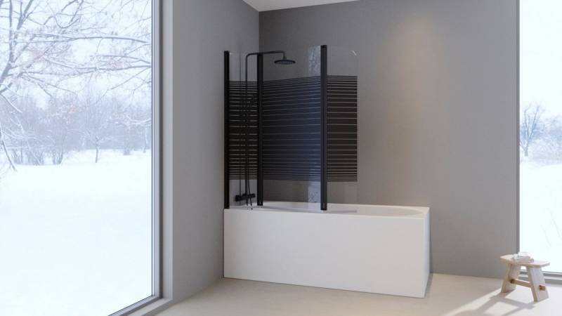 Marwell Badewannenfaltwand White Stripes, Einscheibensicherheitsglas, (3 tlg), mit Sichtschutz, Breite: 125 cm von Marwell