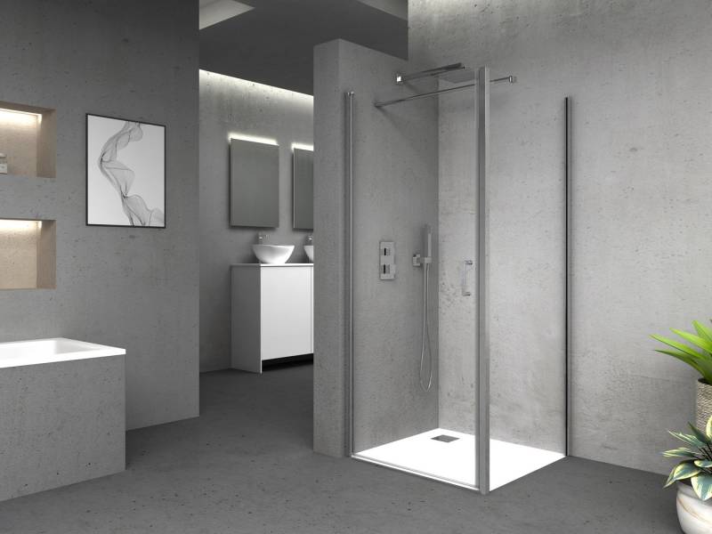 Marwell Dusch-Schwingtür BRIGHT 80, 80x195 cm, Einscheibensicherheitsglas, seitenverkehrt aufbaubar, hochwertige Aluminiumprofile Marwell Dusch-Schwingtür BRIGHT 80, 80x195 cm, Einscheibensicherheitsglas, seitenverkehrt aufbaubar, hochwertige Aluminiumprofile von Marwell