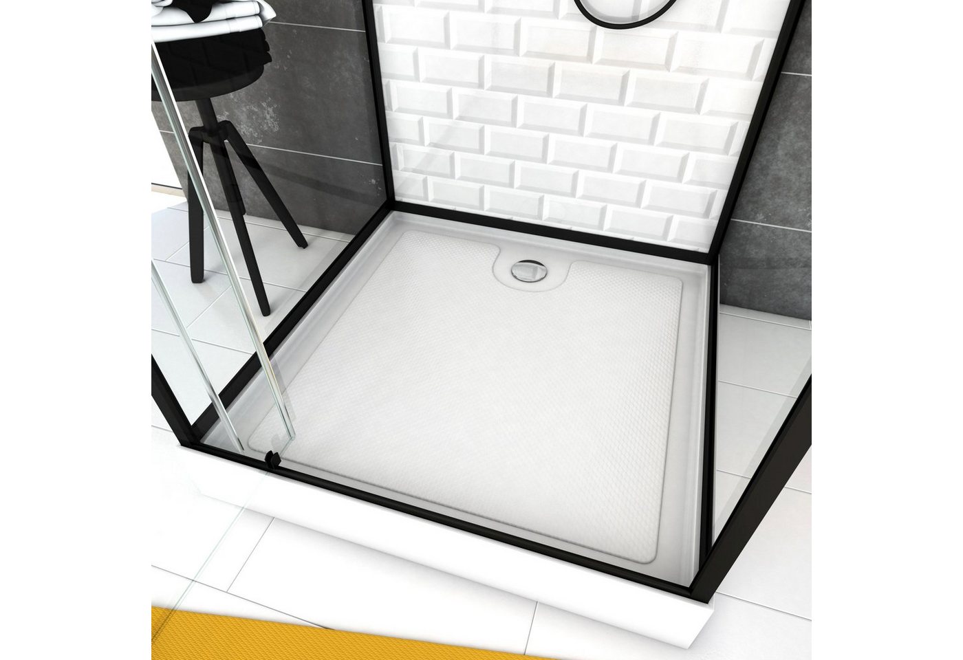 Marwell Komplettdusche White Stone, BxT: 90x90 cm, Einscheibensicherheitsglas, inkl. Armaturen von Marwell