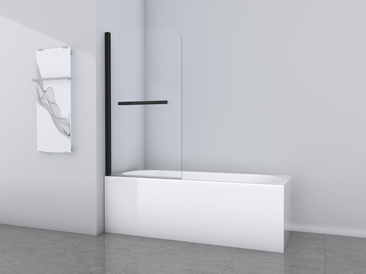 Marwell Walk-in-Dusche Black Vital 1, Einscheibensicherheitsglas, mit integriertem Handtuchhalter von Marwell