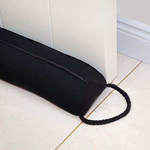 Marwood Zugluftstopper, dekorativer Windstopper, ca. 96,5 cm, für Türen und Fenster, abnehmbarer und waschbarer Bezug, beschwerter Windstopper, dreieckiger Geräuschblocker mit Aufhängeschlaufen – Schwarz Marwood Zugluftstopper, dekorativer Windstopper, ca. 96,5 cm, für Türen und Fenster, abnehmbarer und waschbarer Bezug, beschwerter Windstopper, dreieckiger Geräuschblocker mit Aufhängeschlaufen – Schwarz von Marwood