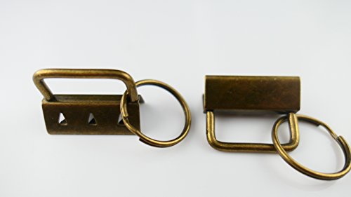 25 STK. Marwotec Schlüsselband Rohlinge Altmessing Brüniert Klemmschließeanhänger mit Schlüsselring für ca. 25 mm breites Gurtband von Marwotec Verbindungselemente